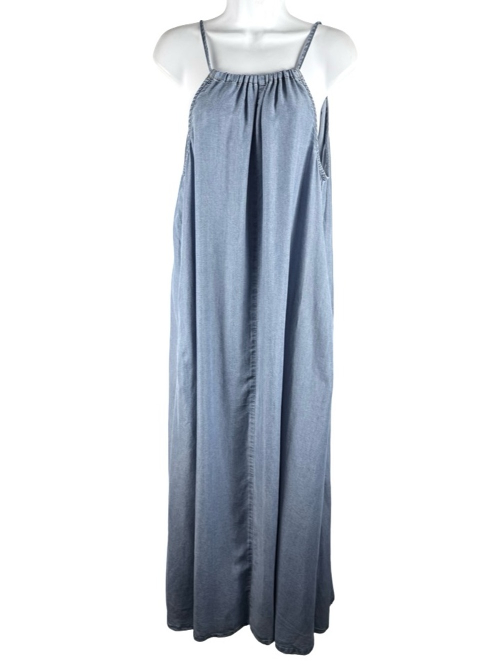 H&M Lyocell Halter Maxi Dress – Light Blue Denim Wash Size S - Picture 7 of 11